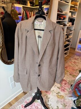 Free People Tan & Brown Glen Plaid Blazer